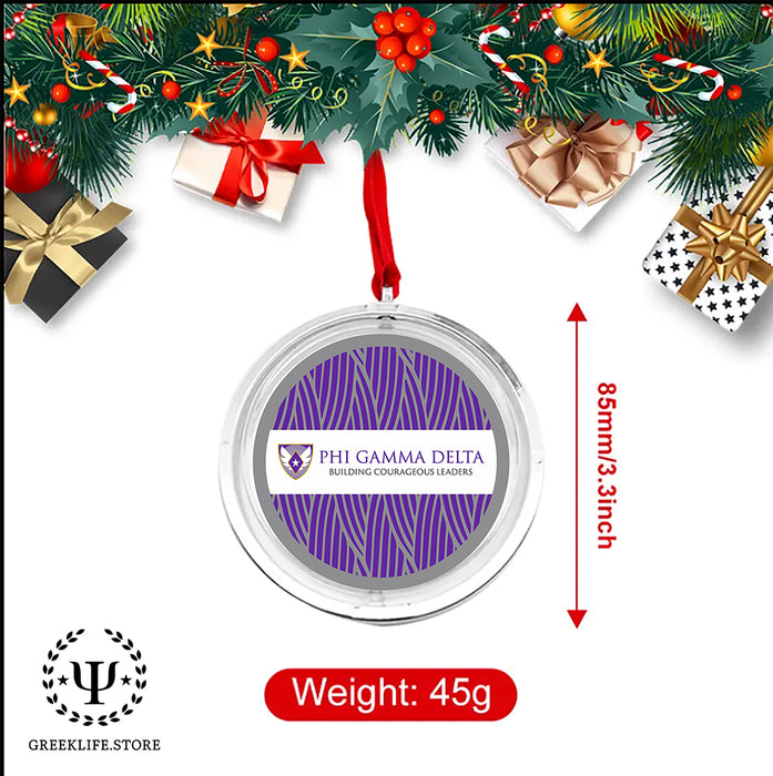 Phi Gamma Delta Christmas Reversible Flat Round Ornament