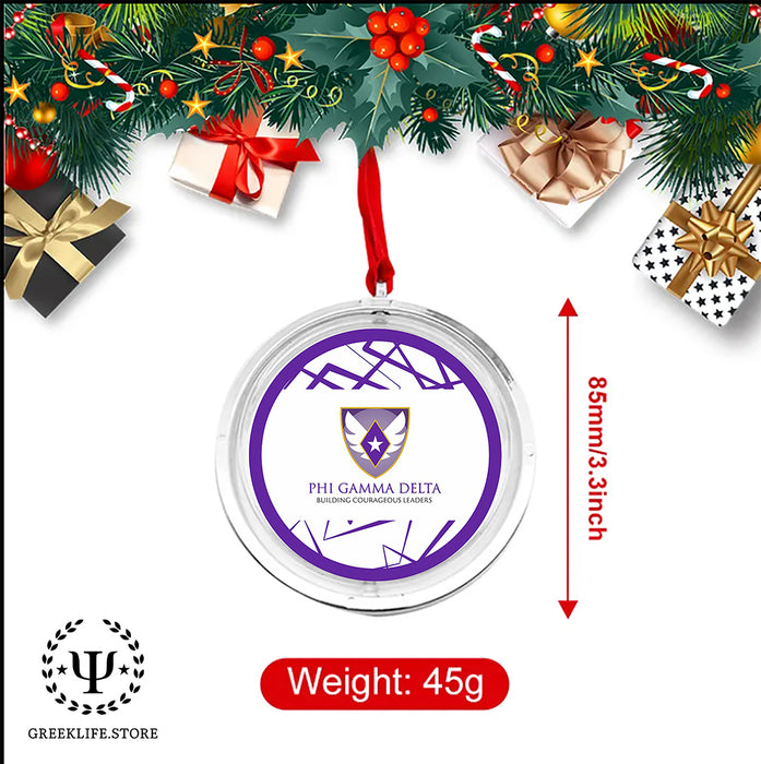 Phi Gamma Delta Christmas Reversible Flat Round Ornament