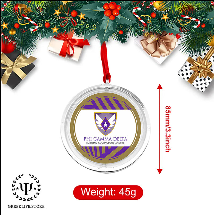 Phi Gamma Delta Christmas Reversible Flat Round Ornament