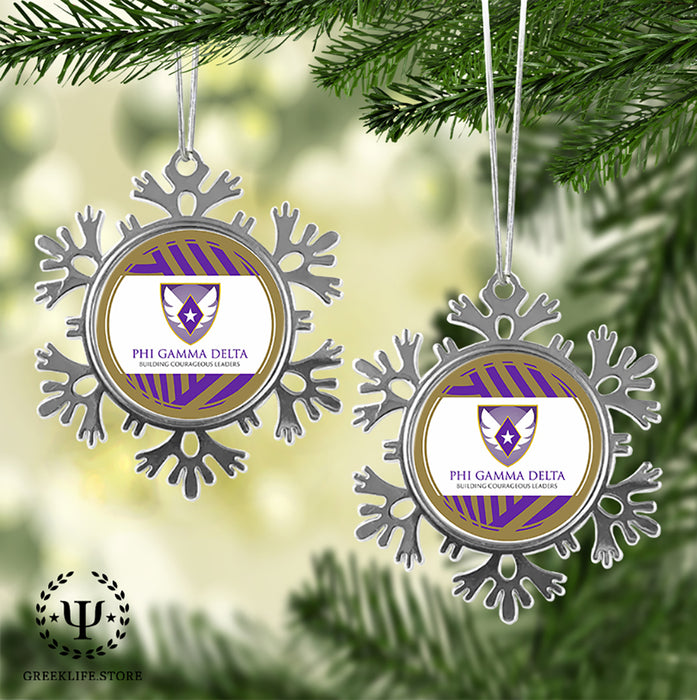 Phi Gamma Delta Christmas Ornament - Snowflake Metal