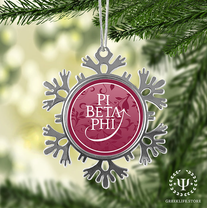 Pi Beta Phi Christmas Ornament - Snowflake Metal