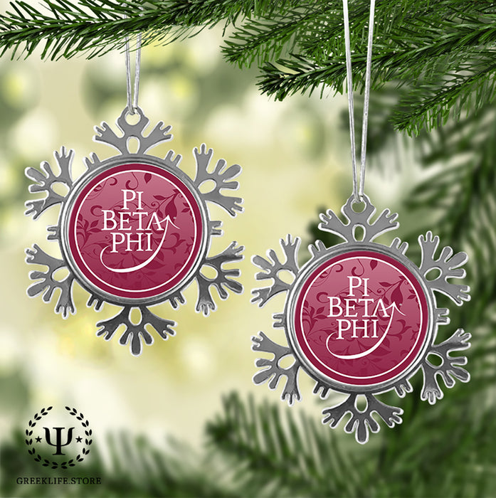 Pi Beta Phi Christmas Ornament - Snowflake Metal