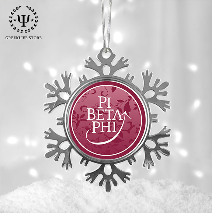 Pi Beta Phi Christmas Ornament - Snowflake Metal