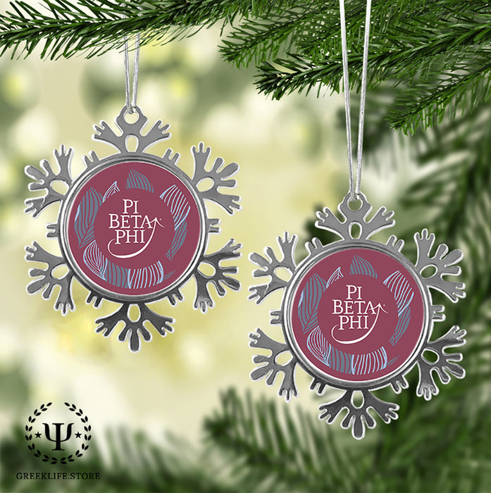Pi Beta Phi Christmas Ornament - Snowflake Metal