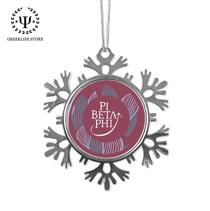Pi Beta Phi Christmas Ornament - Snowflake Metal