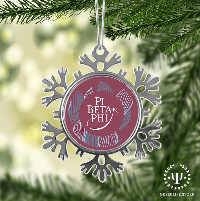 Pi Beta Phi Christmas Ornament - Snowflake Metal
