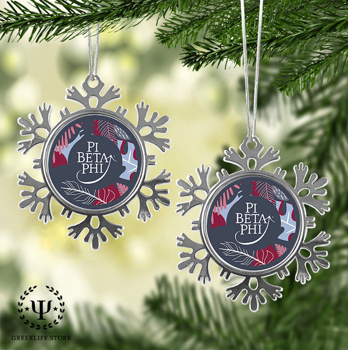 Pi Beta Phi Christmas Ornament - Snowflake Metal