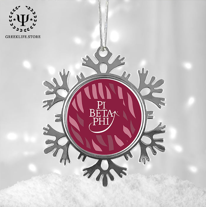 Pi Beta Phi Christmas Ornament - Snowflake Metal