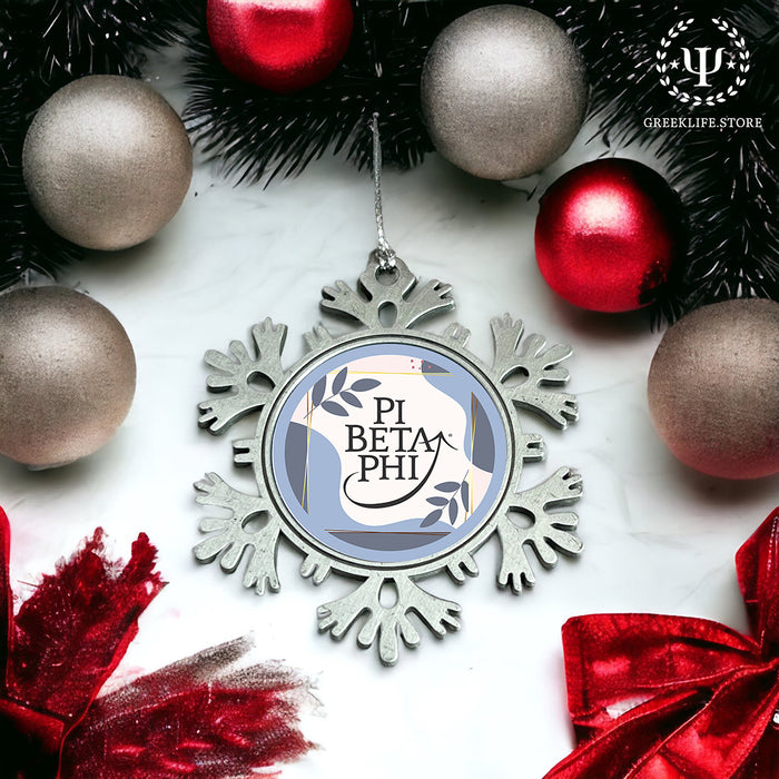 Pi Beta Phi Christmas Ornament - Snowflake Metal