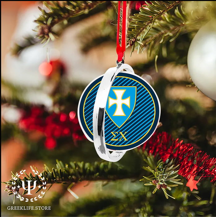 Sigma Chi Christmas Reversible Flat Round Ornament