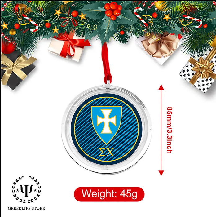 Sigma Chi Christmas Reversible Flat Round Ornament