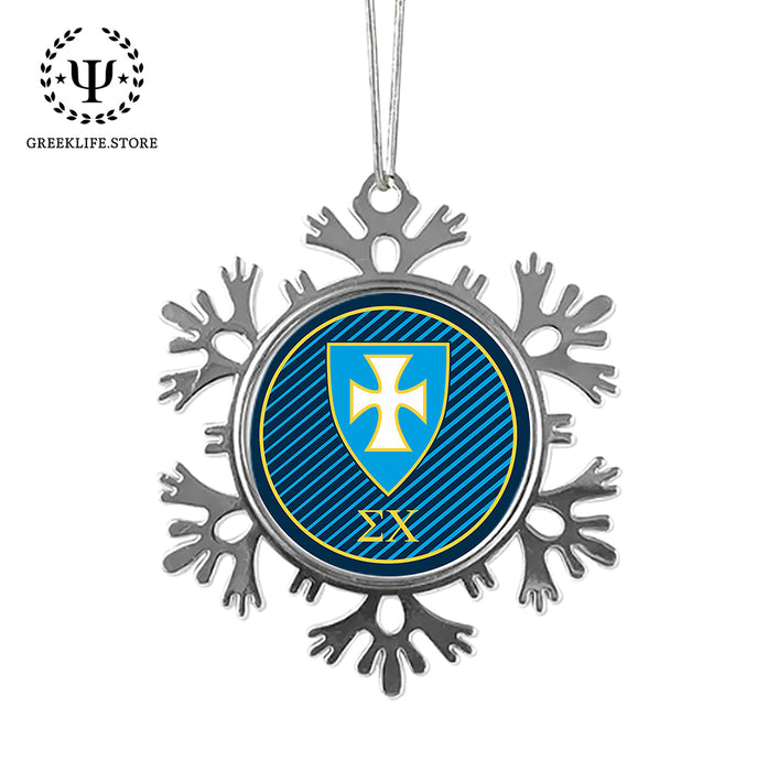 Sigma Chi Christmas Ornament - Snowflake Metal