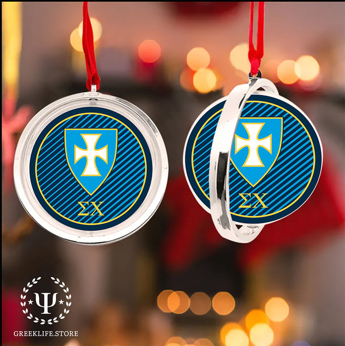 Sigma Chi Christmas Reversible Flat Round Ornament