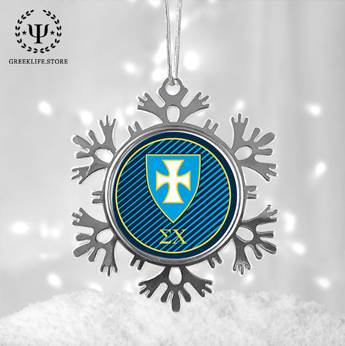 Sigma Chi Christmas Ornament - Snowflake Metal