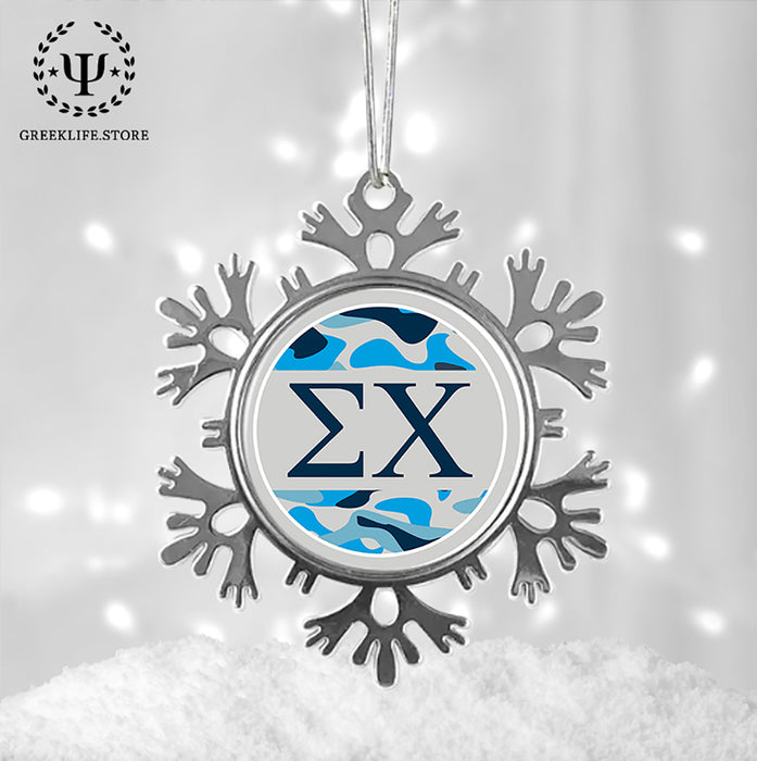 Sigma Chi Christmas Ornament - Snowflake Metal