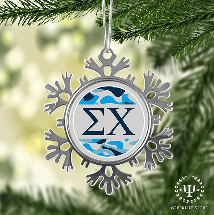 Sigma Chi Christmas Ornament - Snowflake Metal