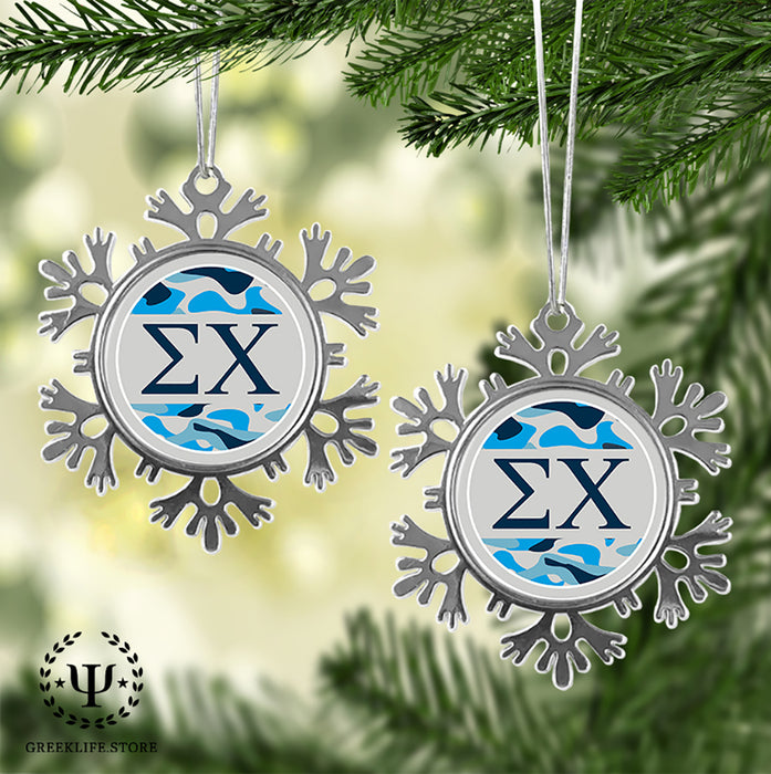 Sigma Chi Christmas Ornament - Snowflake Metal