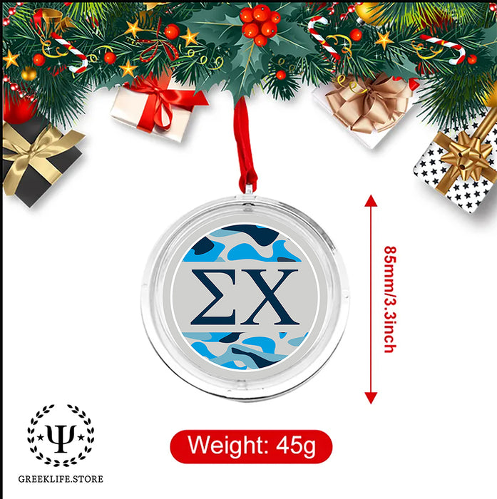 Sigma Chi Christmas Reversible Flat Round Ornament