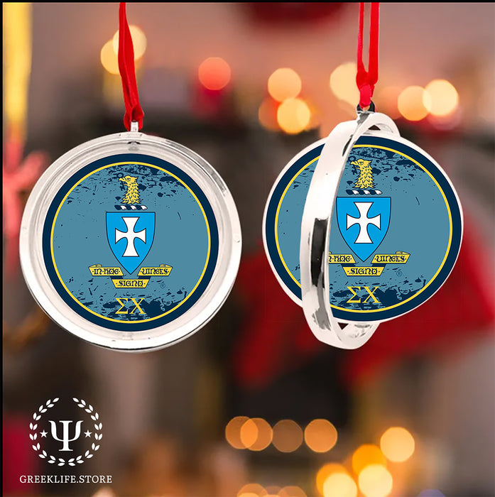 Sigma Chi Christmas Reversible Flat Round Ornament