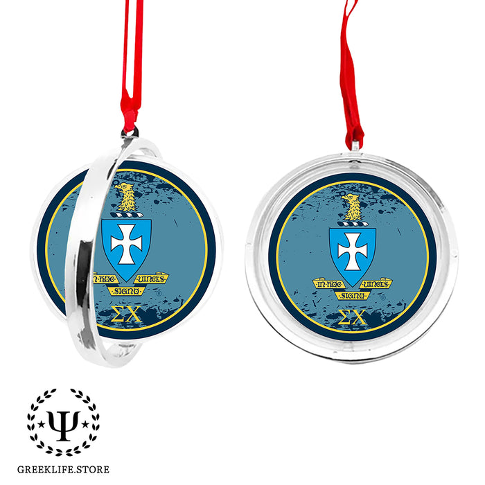 Sigma Chi Christmas Reversible Flat Round Ornament
