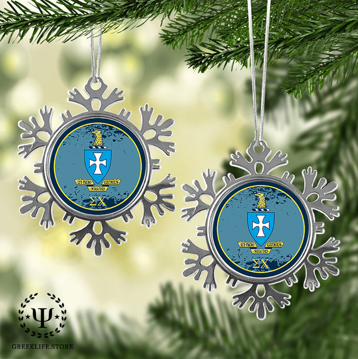 Sigma Chi Christmas Ornament - Snowflake Metal