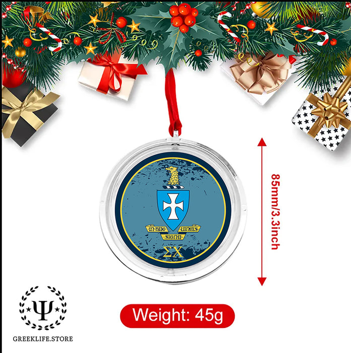 Sigma Chi Christmas Reversible Flat Round Ornament