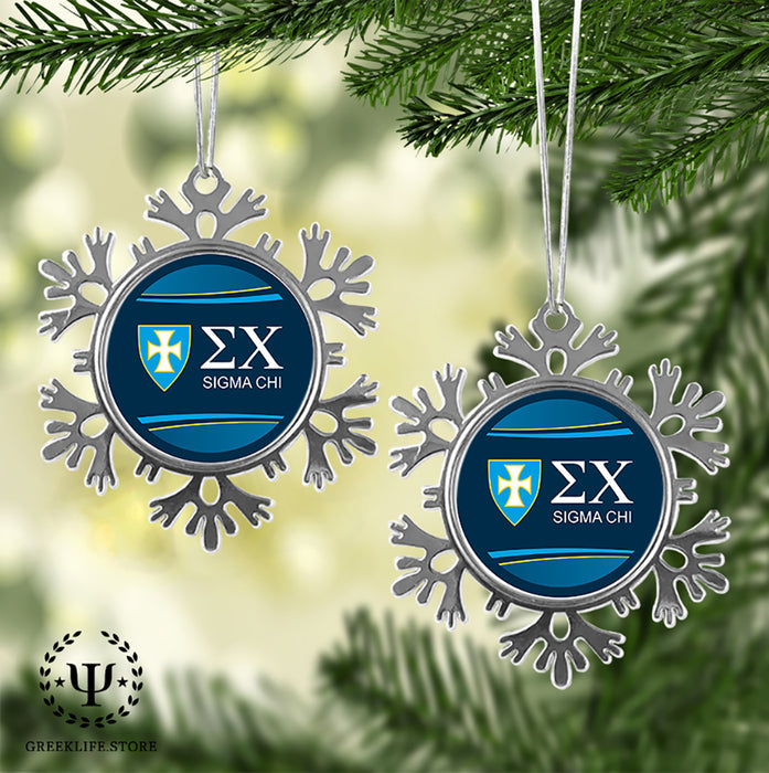 Sigma Chi Christmas Ornament - Snowflake Metal