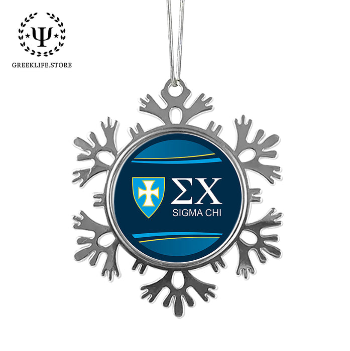 Sigma Chi Christmas Ornament - Snowflake Metal