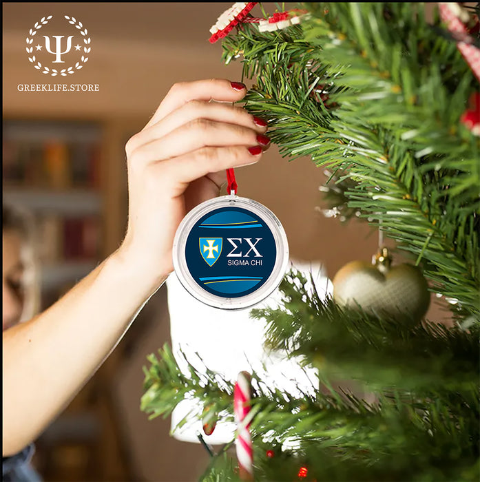 Sigma Chi Christmas Reversible Flat Round Ornament