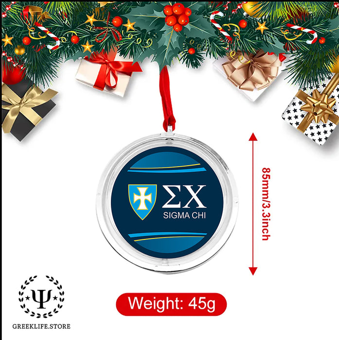Sigma Chi Christmas Reversible Flat Round Ornament