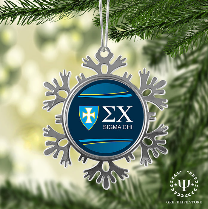 Sigma Chi Christmas Ornament - Snowflake Metal