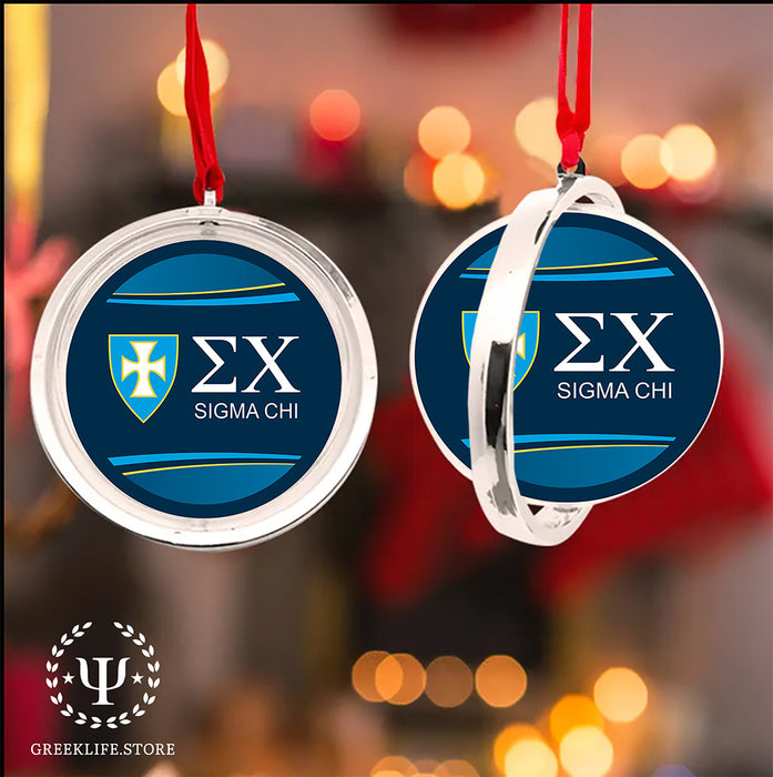 Sigma Chi Christmas Reversible Flat Round Ornament