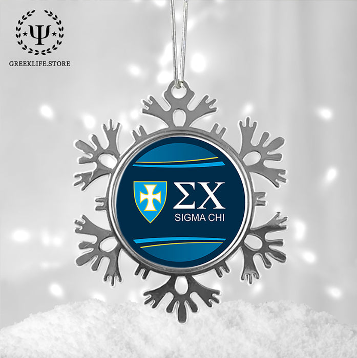 Sigma Chi Christmas Ornament - Snowflake Metal