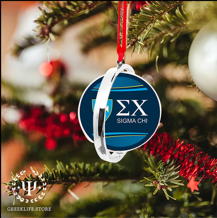 Sigma Chi Christmas Reversible Flat Round Ornament
