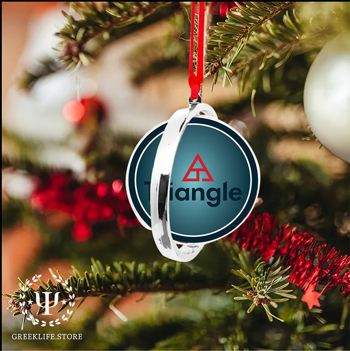 Triangle Christmas Reversible Flat Round Ornament