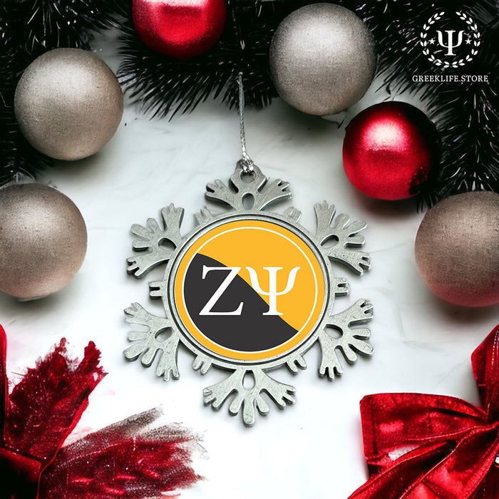 Zeta Psi Christmas Ornament - Snowflake Metal