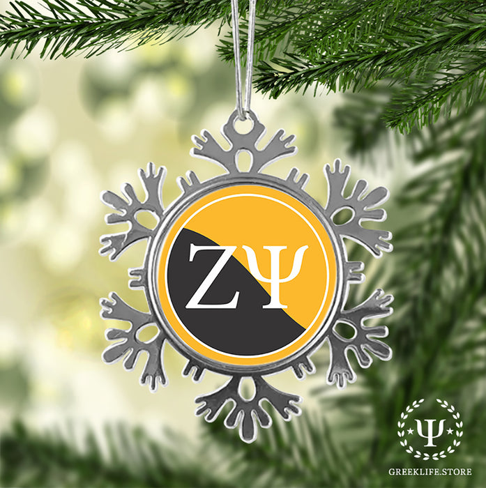 Zeta Psi Christmas Ornament - Snowflake Metal