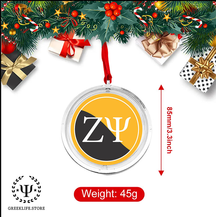 Zeta Psi Christmas Reversible Flat Round Ornament