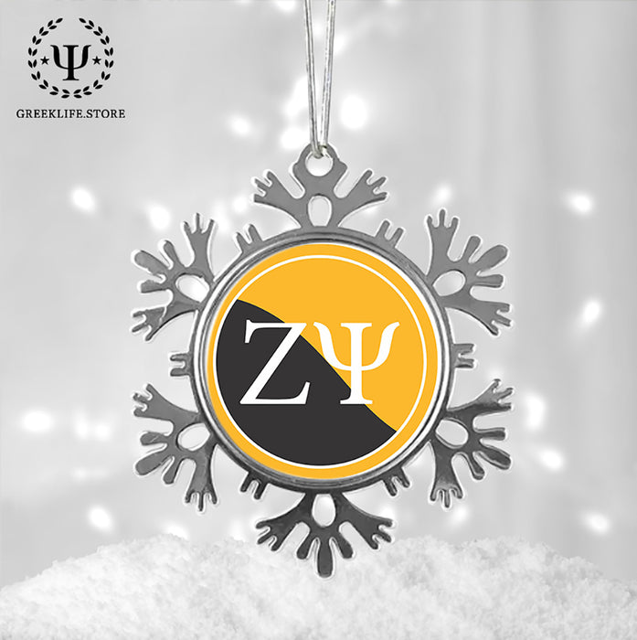 Zeta Psi Christmas Ornament - Snowflake Metal