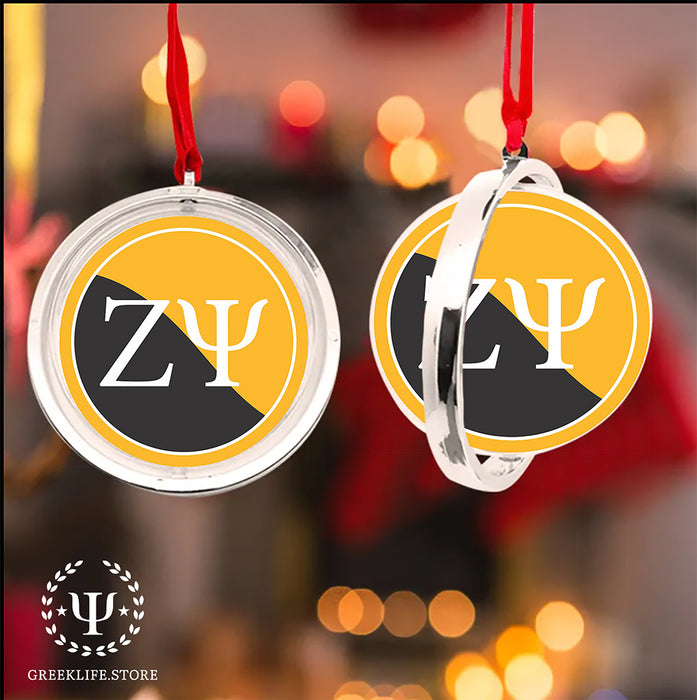 Zeta Psi Christmas Reversible Flat Round Ornament