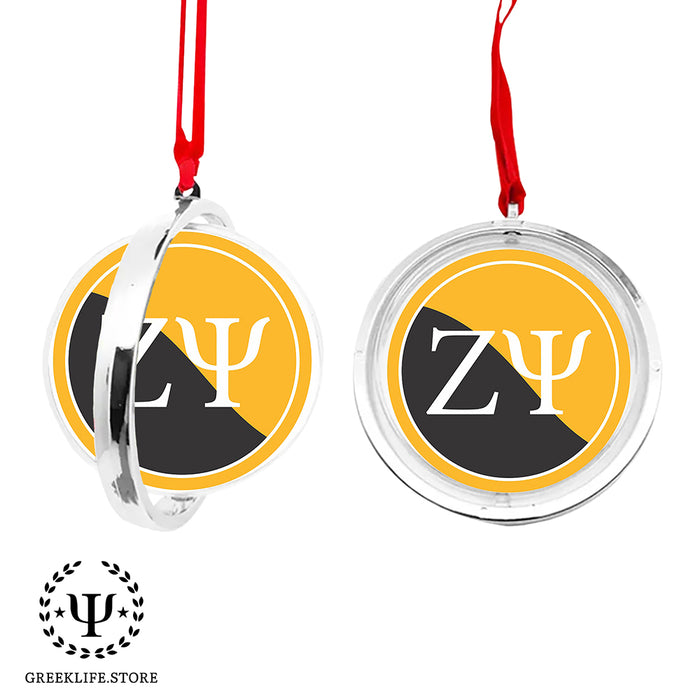 Zeta Psi Christmas Reversible Flat Round Ornament