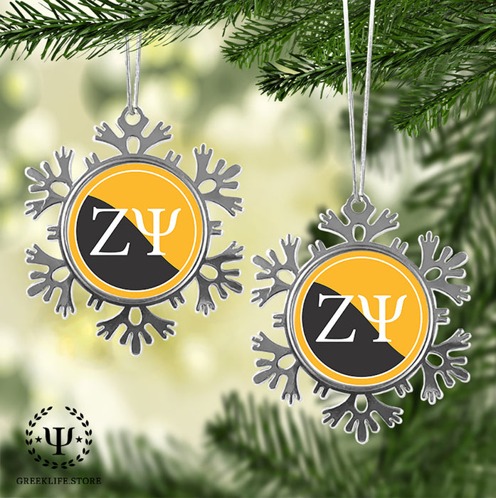 Zeta Psi Christmas Ornament - Snowflake Metal