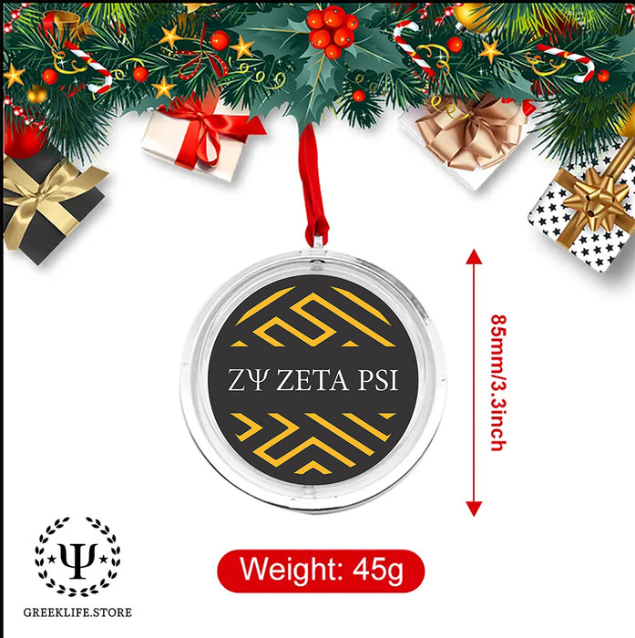 Zeta Psi Christmas Reversible Flat Round Ornament