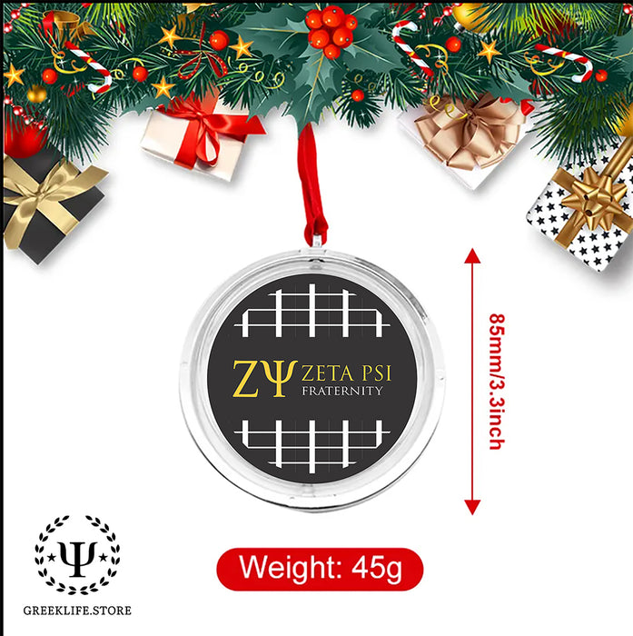 Zeta Psi Christmas Reversible Flat Round Ornament