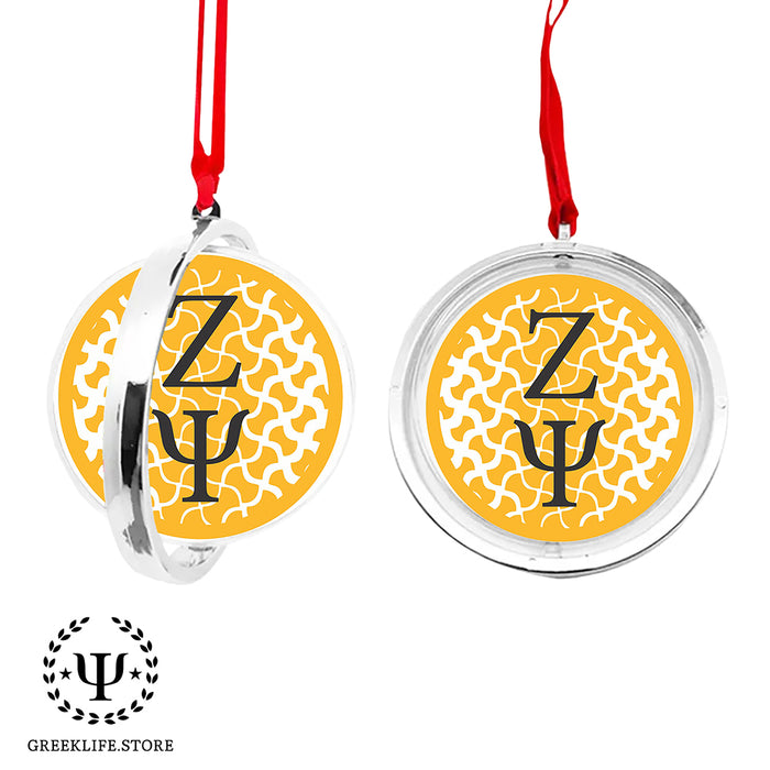 Zeta Psi Christmas Reversible Flat Round Ornament