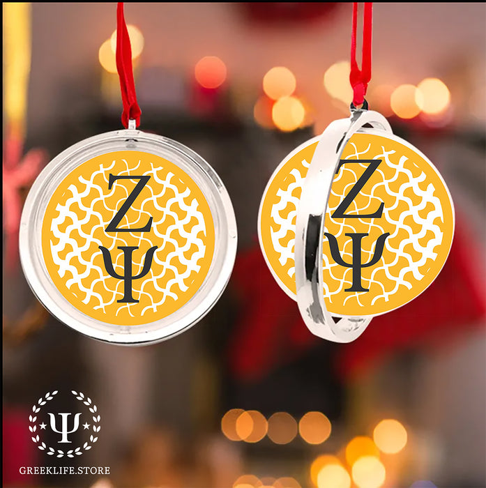 Zeta Psi Christmas Reversible Flat Round Ornament