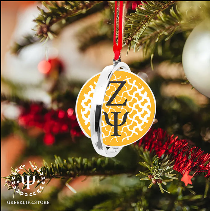 Zeta Psi Christmas Reversible Flat Round Ornament