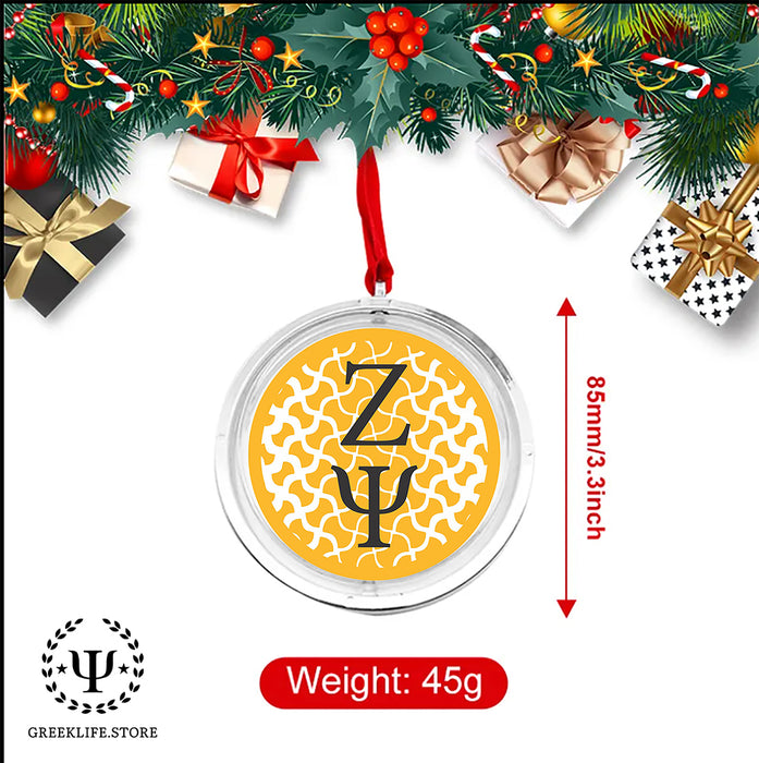 Zeta Psi Christmas Reversible Flat Round Ornament
