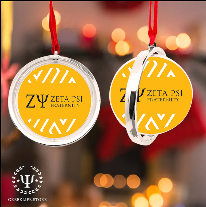 Zeta Psi Christmas Reversible Flat Round Ornament