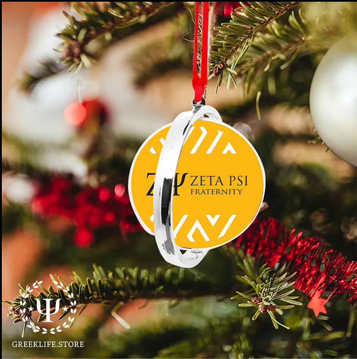 Zeta Psi Christmas Reversible Flat Round Ornament